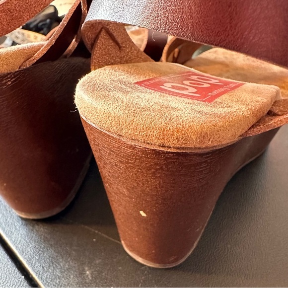 POP Women’s Memory Foam Open Toe Open Back Wedge Heel Sandal Brown Size 9 - Picture 7 of 11